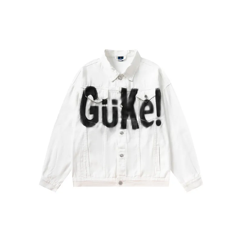 Retro Watermark Hand painted Letters Jacket-2
