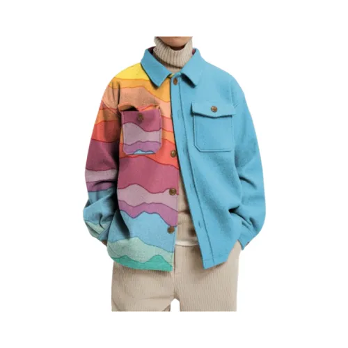 Single-breasted Cardigan Printing Retro Color Jacket