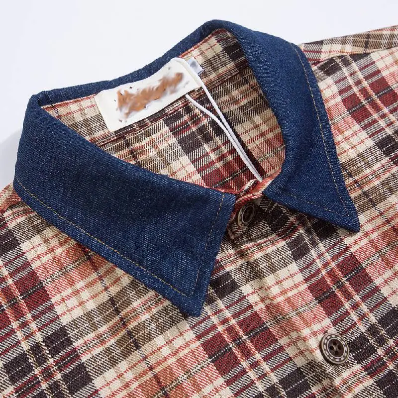 Loose Plaid Blended Synthetic Fabrics Shirt Unisex-2
