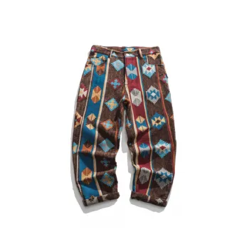 Retro Spring New Ethnic Style Jacquard Heavy Casual Pants