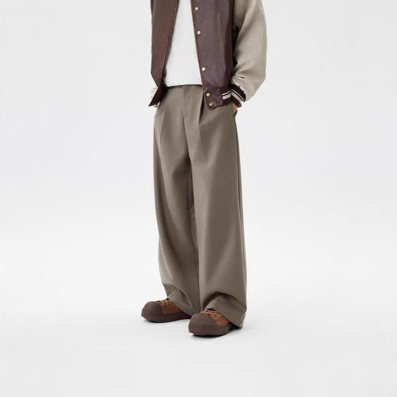 Casual Loose Blended Synthetic Fabrics Suit Trousers-8