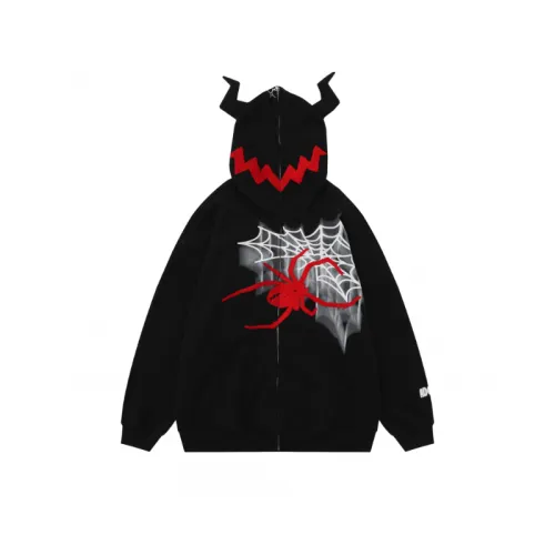 Street Design Sense Letter Embroidered Spider Zipper Cardigan Hoodie