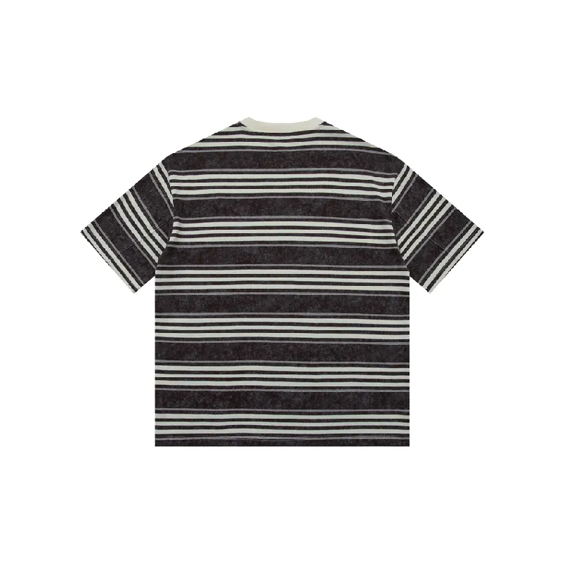 Retro Striped 100% Cotton T Shirt-5