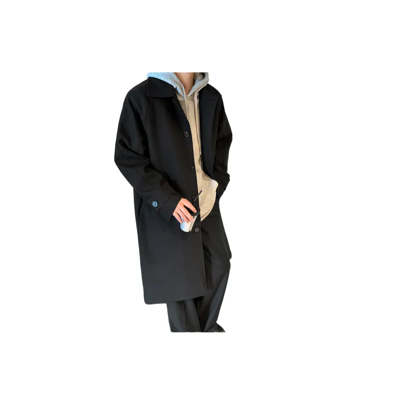 Fashionable Loose Blended Synthetic Fabrics Trench Coat-2