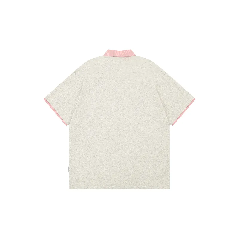 Retro Contrast Color Cotton T Shirt Unisex-1