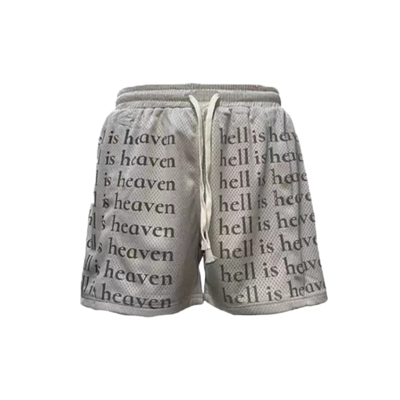 Letter Print Retro Casual Drawstring Shorts-0