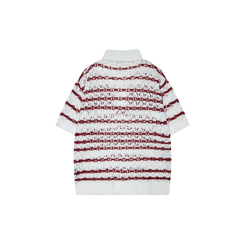 Fashion Striped Blended Synthetic Fabrics Polo-5