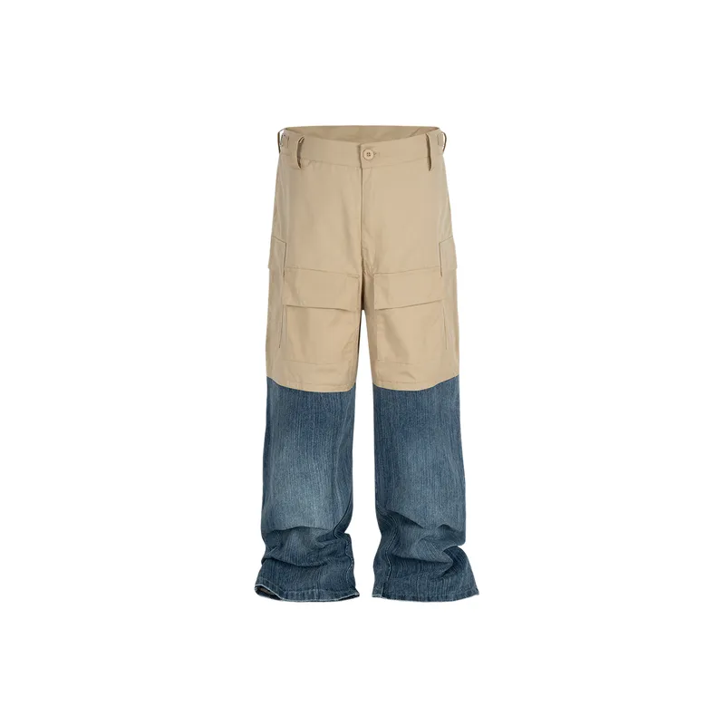 Contrast Color Casual Jeans-0