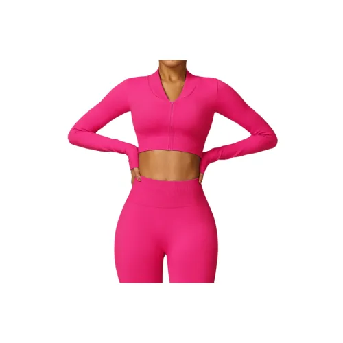 Casual Long Sleeve Seamless Knit Nylon Spandex Fabric Fitness Clothing Women