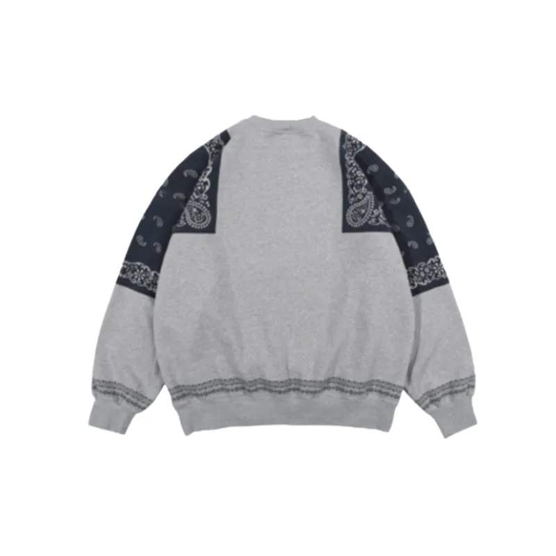 New Fashion Brand Retro Cashew Flower Stitching and Velvet Crewneck Loose Sweatshirt-4