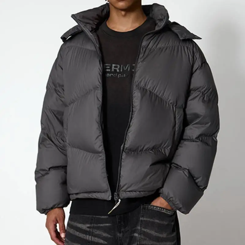 Fashionable Simple White Duck Down Jacket-4