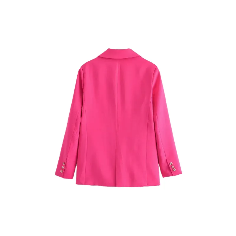 Retro Plain Polyester Business Suit Women-1