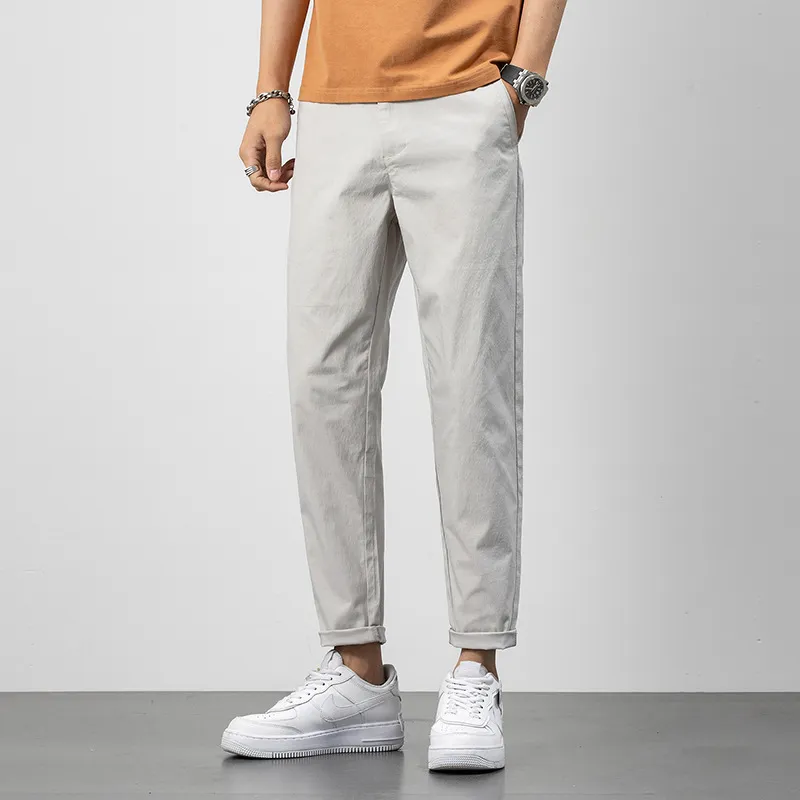 Fashion Simple Cotton Blended Fabric Casual Pants-2