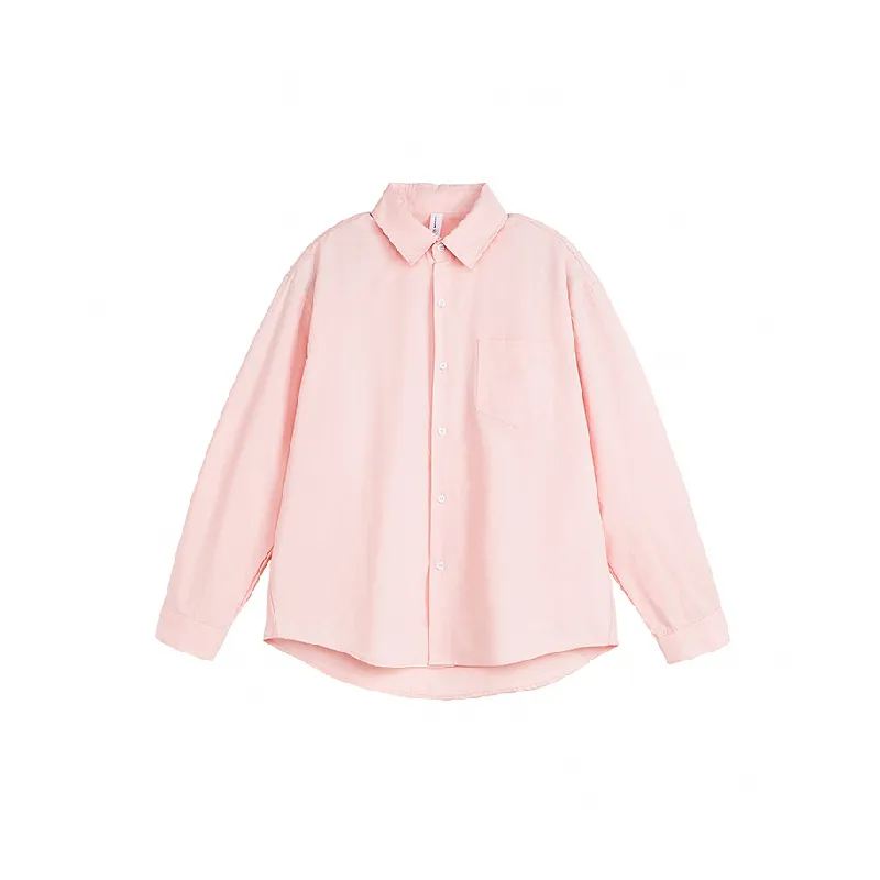 Loose Plain 100% Cotton Shirt Unisex-7