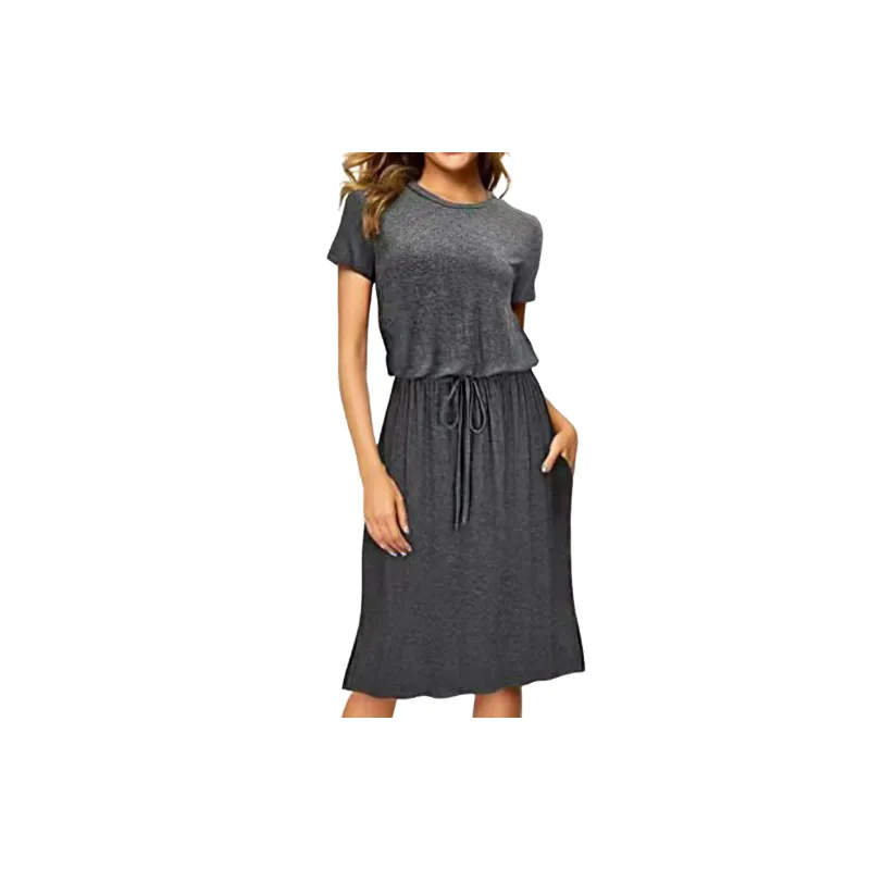Simple Plain Polyester Dress Women-6