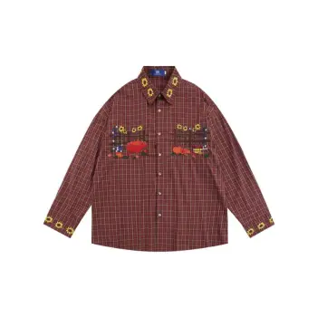 New Style Plaid Embroidered Shirt