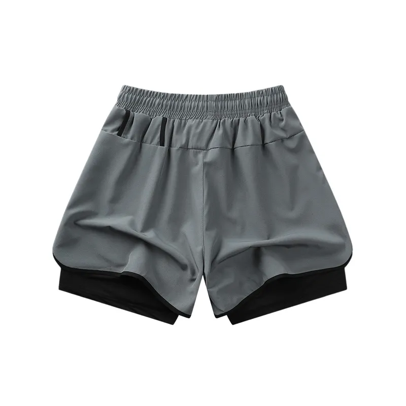 Sporty Plain Acrylic Fibres Sports Shorts-1