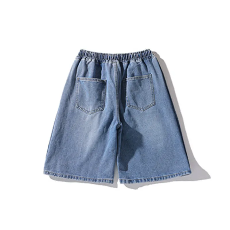 Large Size Denim Button Shorts-5