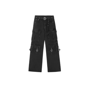 Straight Loose Wide Leg Retro Multi Pocket Jeans