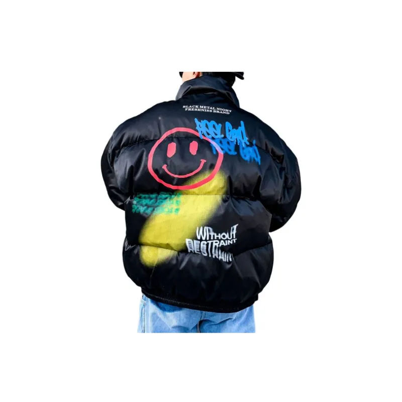 High Street Graffiti Spray Paint Cotton padded Jacket-2