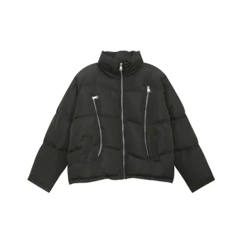 Retro Double Zipper Tooling Collar Cotton padded Coat