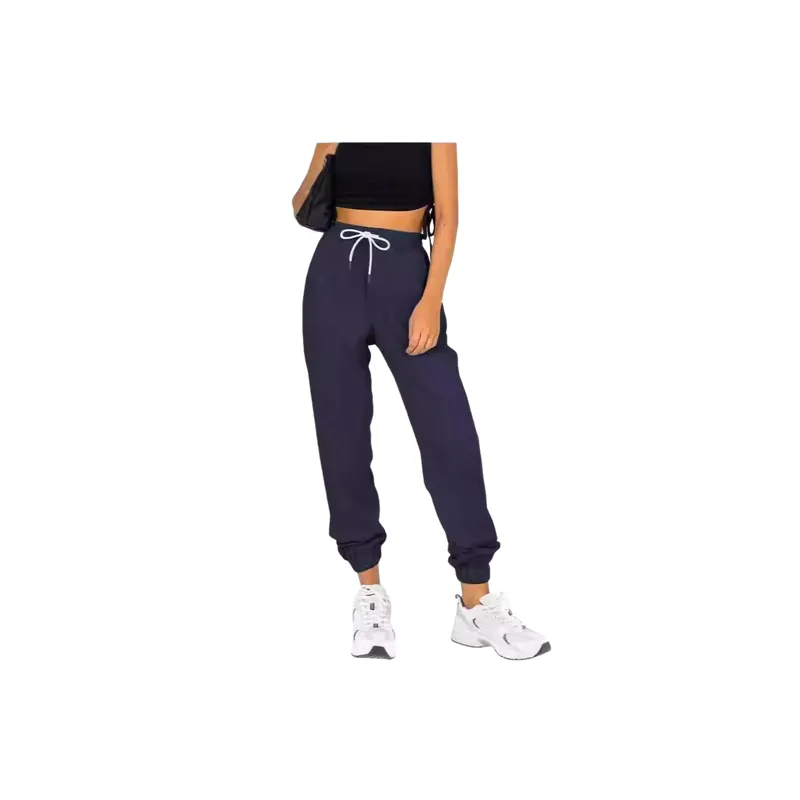 Simple Plain Knitted Fabric Casual Pants Women-7