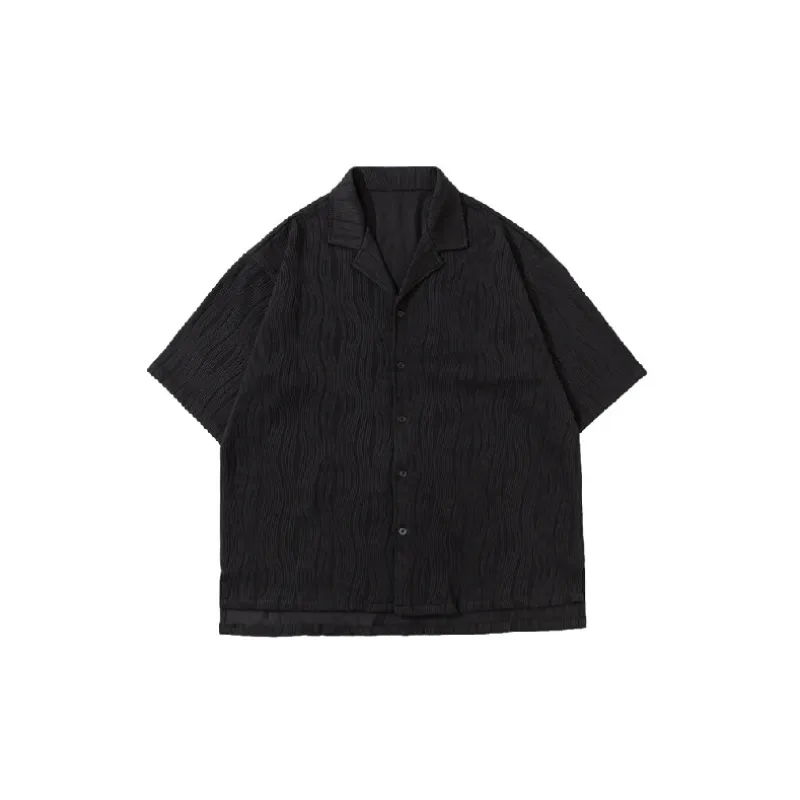 Plain Loose Blended Synthetic Fabrics Shirt Unisex-2