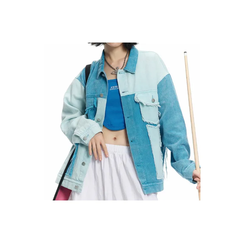 Loose Retro Blue Patchwork Jacket-2