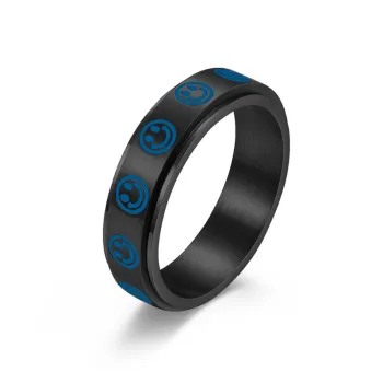 Rotatable Titanium Steel Smiley Face Ring