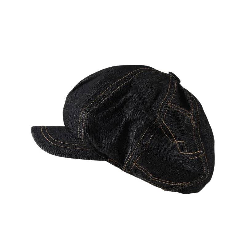 Retro Washed Denim Beret-4