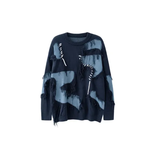High Street Tassel Rope Stitching Design Niche Pullover Knitted Sweater