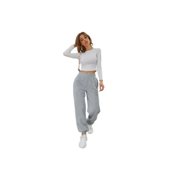 Simple Warm Polyester Casual Pants Women