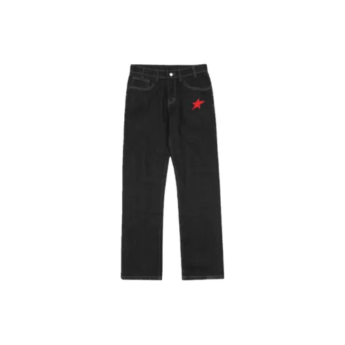 American Letters Embroidered Straight Jeansnts