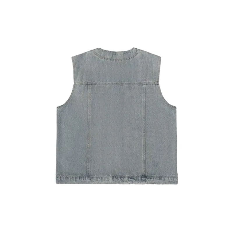 Street Blasting Denim Straight Vest-1