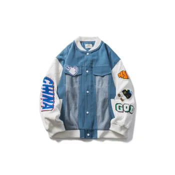 Patchwork Denim Baseball Jacket