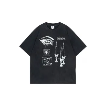 Candle Spider Letter Print Short Sleeved T Shirt