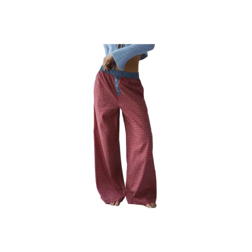 Retro Plaid Linen Casual Pants Women
