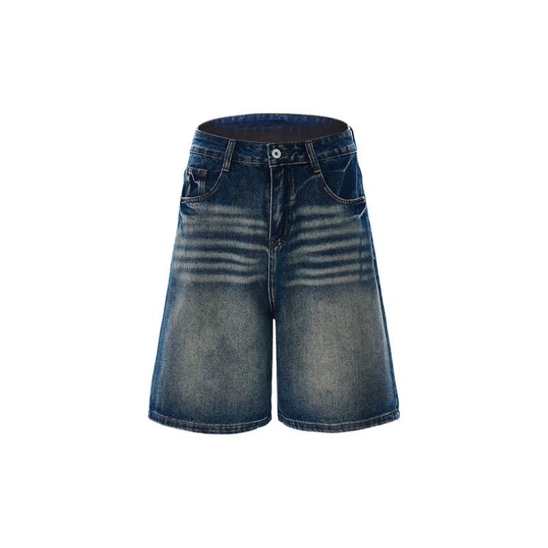 Retro Washed Denim Shorts-0