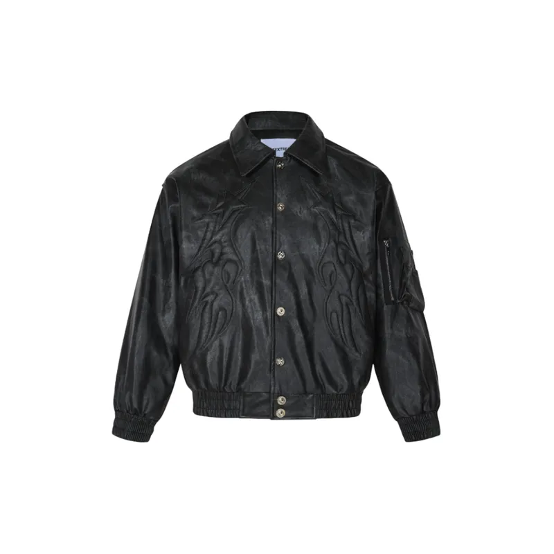 Vintage Distressed Faux Leather Cotton Jacket