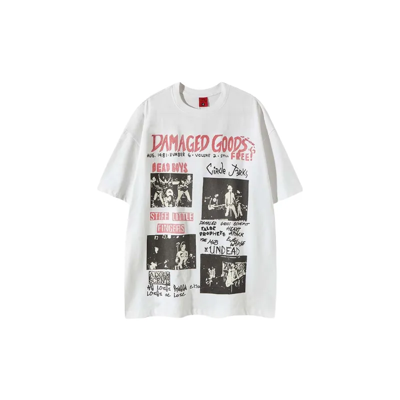 Street Print Cotton Blended Fabric T Shirt-4