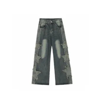 Casual Frayed Patch Jeans