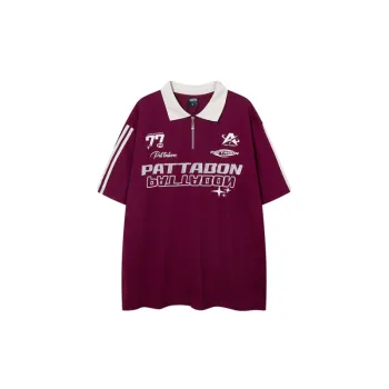 Couple Loose Design Sports Polo Collar Short Sleeved Shirt