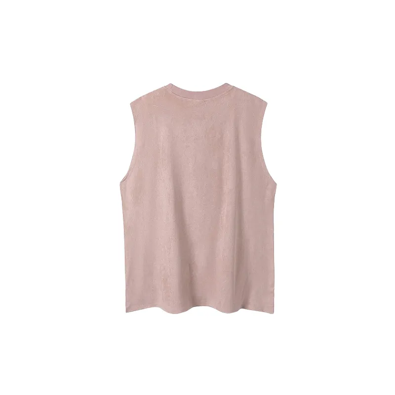 Simple Loose Blended Synthetic Fabrics Vest-5