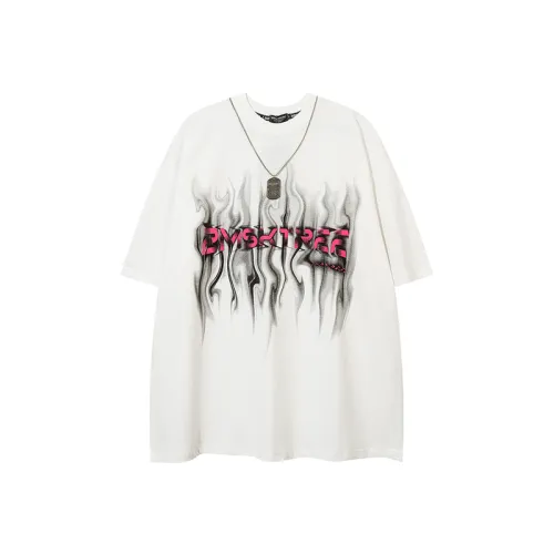 Hip-Hop Smoke Letter Short-Sleeved Street Belt Chain Loose T-Shirt