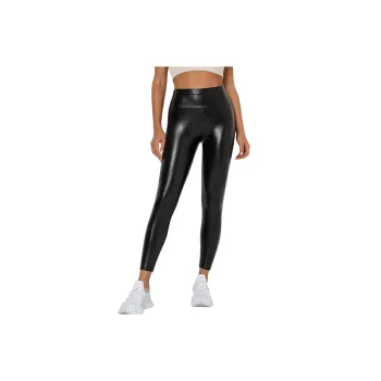 Simple Plain Spandex Leather Pants Women