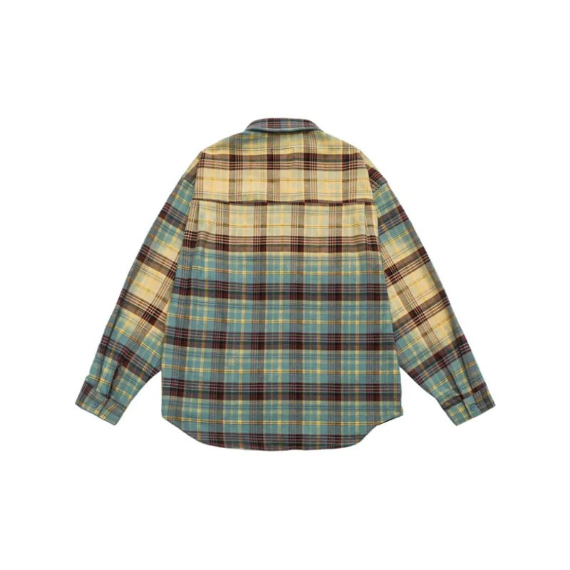 Washed Old Long Sleeve Plaid Shirt-6