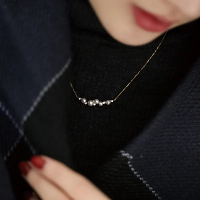 Romantic Pearls Rhinestone Necklace-1