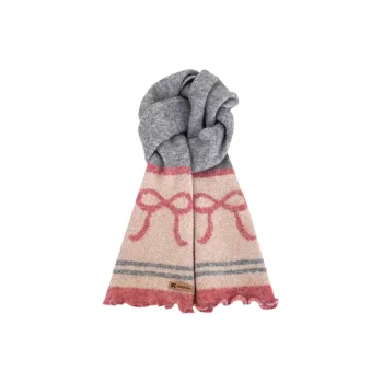 Cute Bow Striped Knit Scarf