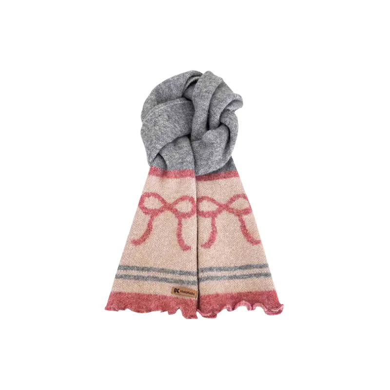 Cute Bow Striped Knit Scarf-1