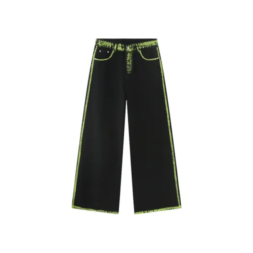 Loose Hand-painted Graffiti Contrast Stitching Line Jeans